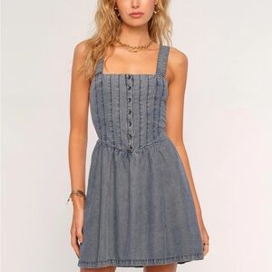 Heartloom Denim Blue Button-Front Mini Dress